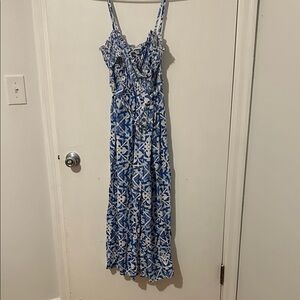 ASOS Blue and White Patterned Jumpsuit